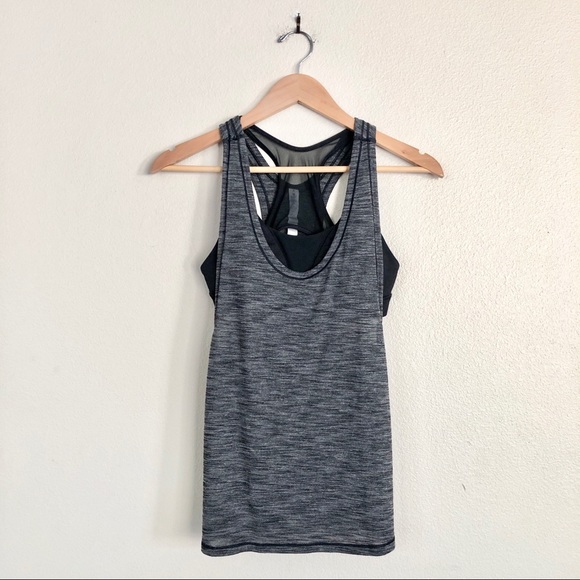 LULULEMON Glide and Stride Cutout Racerback Mesh Tank in Heathered Black Grey - Picture 6 of 13